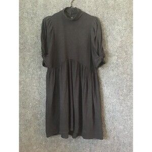 FP Beach Mini Dress Size XS Isn't She Lovely Linen Blend Charcoal Black Pockets
